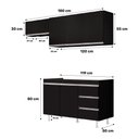 Ver imagem 4 de Cozinha Planejada Lux 3 Peças 100%mdf Balcão Gabinete sem Tampo 119cm 3 Gavetas Preto - Desk Design