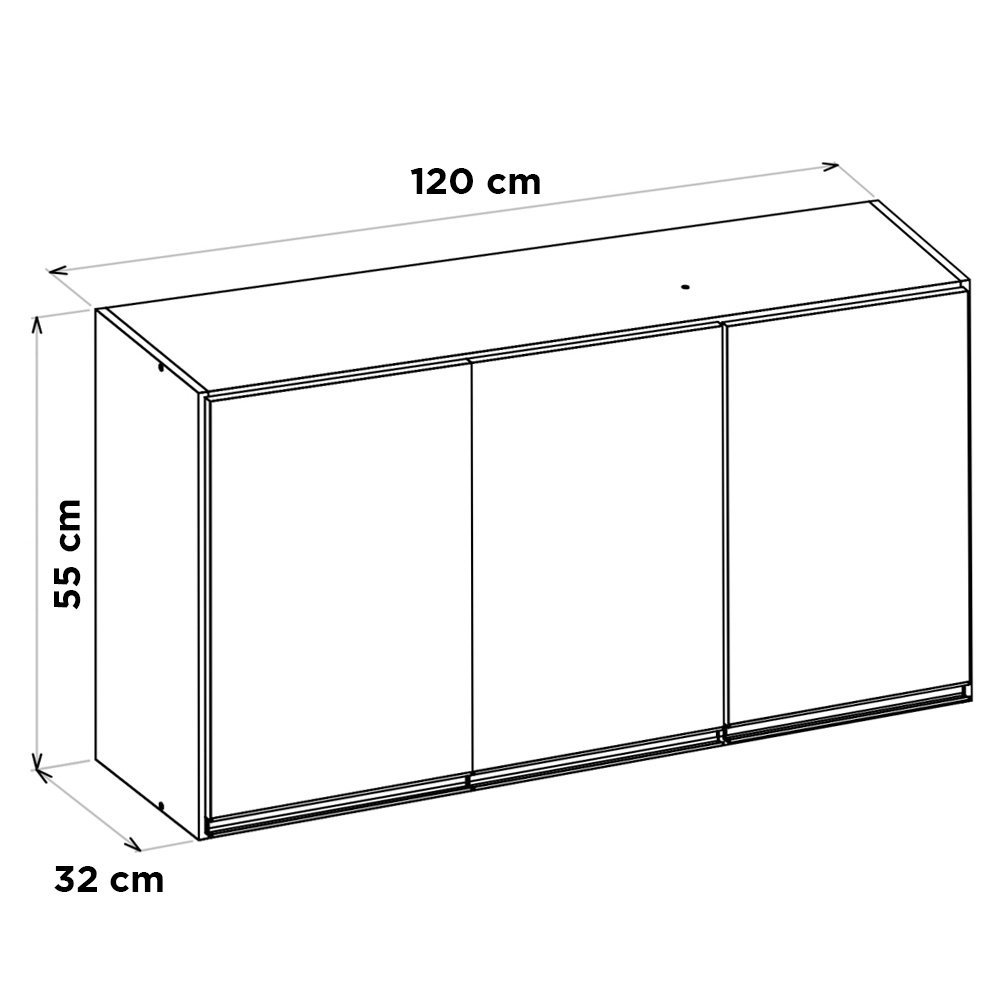 Cozinha Planejada Lux 3 Peças 100%mdf Balcão Gabinete sem Tampo 119cm 3 Gavetas Preto - Desk Design - 17