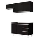 Ver imagem 1 de Cozinha Planejada Lux 3 Peças 100%mdf Balcão Gabinete sem Tampo 119cm 3 Gavetas Preto - Desk Design