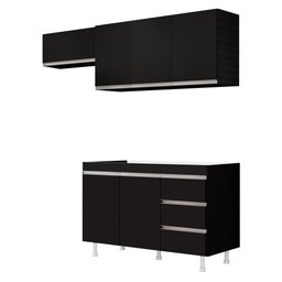 Cozinha Planejada Lux 3 Peças 100%mdf Balcão Gabinete sem Tampo 119cm 3 Gavetas Preto - Desk Design - 1