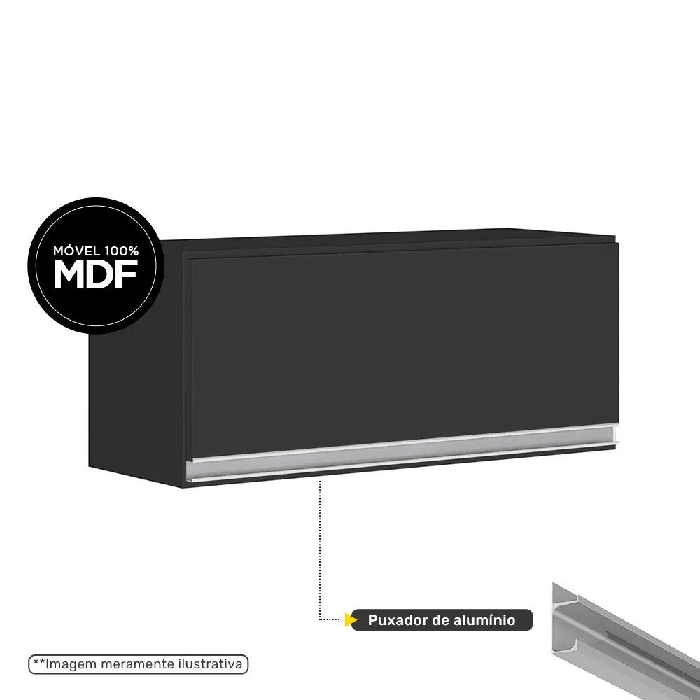 Cozinha Planejada Lux 3 Peças 100%mdf Balcão Gabinete sem Tampo 119cm 3 Gavetas Preto - Desk Design - 10