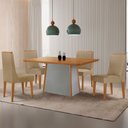 Ver imagem 1 de Mesa de Jantar Diane 120cm Tampo Mdf Laminado com 4 Cadeiras Lisboa Moderna Mobília