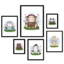 Ver imagem 1 de Kit 6 Quadros Infantis Tema Safari Aquarela:madeira Branca