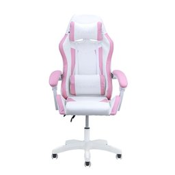 Cadeira Gamer Home Office Branca com Rosa Claro - 2