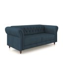 Ver imagem 2 de Sofá Living Sala de Estar Stanford Chesterfield 2 Lugares 200cm Pés de Madeira Couro Azul Marinho G5