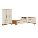 Ver imagem 1 de Quarto Infantil Completo 4 Peças Crescer Argila-Jequetiba com Guarda-Roupa Cômoda Cama Kappesberg