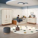 Ver mais imagens de Quarto Infantil Completo 4 Peças Crescer Argila-Jequetiba com Guarda-Roupa Cômoda Cama Kappesberg
