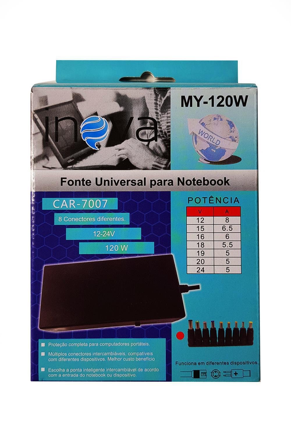 Fonte Universal Para Notebook 8 Conectores + Seletor de Volt - 7