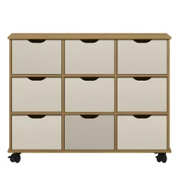 Nicho Organizador 9 Gavetas com Rodízios Freijó/off White - Qmovi - 1 Nicho Organizador 9 Gavetas com Rodízios Freijó/off White - Qmovi - 1