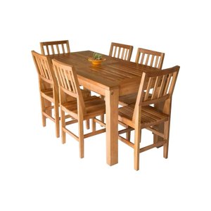 Mesa de Jantar Ripada 1,60m com 6 Cadeiras em Madeira Maciça