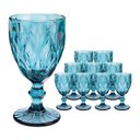 Ver imagem 1 de Jogo 10 Taças de Vidro Diamond Diamante Azul 300ml Água Class Home