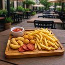 Ver imagem 2 de Tábua com Ramekin 30ml Petisqueira 22,5cm Teca Zanline Aperitivos Frios