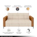 Ver imagem 3 de Sofá Living Decorativo Houston 2 Lugares 160cm Pés em Metal Veludo/ Pu Bege/ Caramelo G33 - Gran Bel