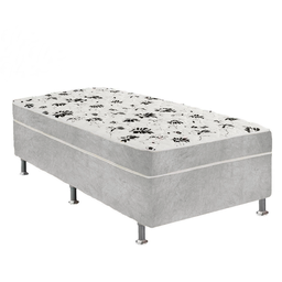 Cama Box Solteiro Suede Cinza + Colchão Solteiro Suede Cinza Espuma 88x188x55 - 1