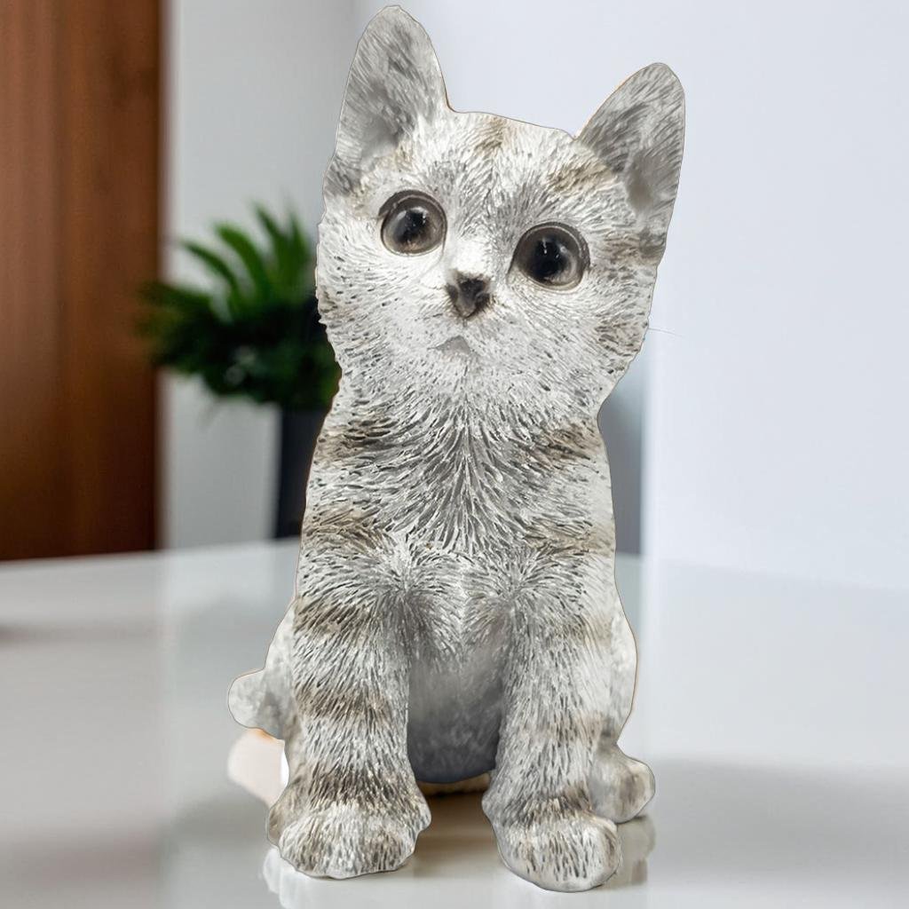 Estatueta Gato Realista Decorativo Enfeite Sala Casa Estátua Resina Animal Pet Gatinho Decoração - C - 4