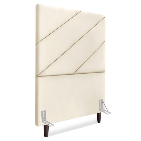 Cabeceira Solteiro 100 Cm com Frame Cristal Suede Bege Artte Bege