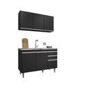 Ver imagem 3 de Kit de Cozinha Melissa 120cm 6 Portas 2 Gavetas Preto Maderatto Móveis