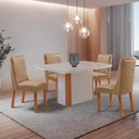 Ver imagem 1 de Mesa de Jantar Isadora 120 cm Tampo MDF Vidro Canto Copo com 4 Cadeiras Carolina Moderna Mobília