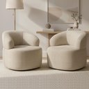 Ver imagem 1 de Kit 02 Poltronas Giratória Orgânica para Sala de Estar Living Helena L02 Linho Palha - Lyam Decor