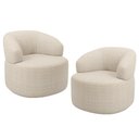Ver imagem 2 de Kit 02 Poltronas Giratória Orgânica para Sala de Estar Living Helena L02 Linho Palha - Lyam Decor