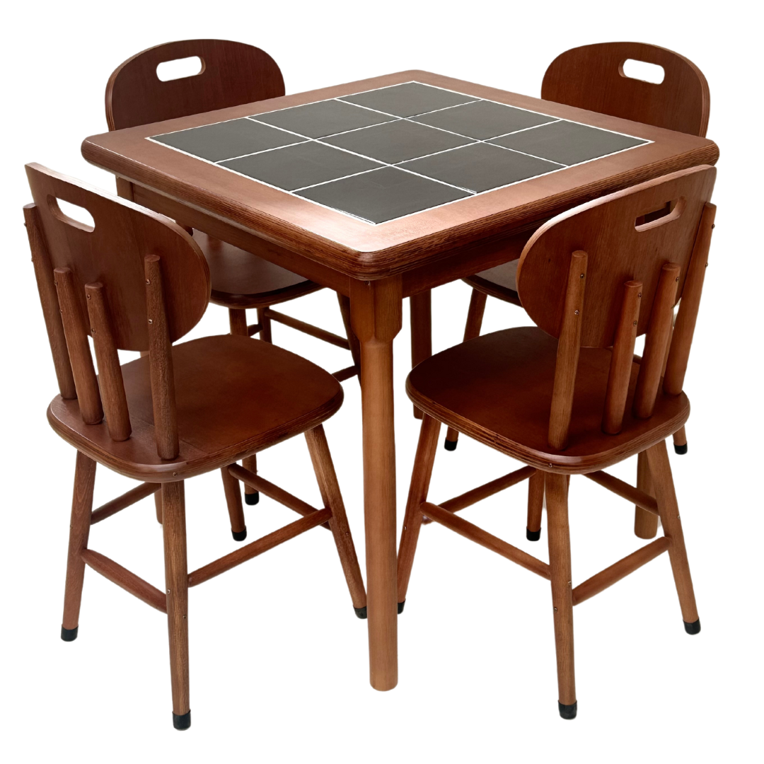 Conjunto de Mesa Jantar Mosaico com 4 Cadeiras Preto - Dg Móveis:imbuia