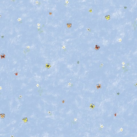 PAPEL DE PAREDE KANTAI HELLO KIDS - FLORES E BORBOLETAS AZUL
