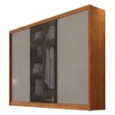 Ver imagem 1 de Guarda Roupa Casal Londres 3 Portas 1 com Vidro Reflecta 4 Gavetas Cinamomo Fendi - Novo Horizonte