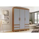 Ver imagem 1 de Guarda Roupa Solteiro 3 Portas e 4 Gavetas C- Pés Briz Lema B55 Nature-veludo Light Cinza Gelo