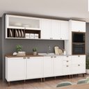 Ver imagem 1 de Cozinha Completa Luna 10 Portas 4 Gavetas com Vidro 100% MDF Branco/Fosco - Genialflex