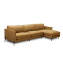 Ver imagem 2 de Sofá Decorativo Karine 5 Lugares Sala de Estar 330cm com Chaise Pés em Aço Couro Caramelo G88 - Gran