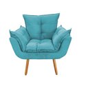Ver imagem 4 de Kit 2 Poltronas Opalas + Puff Redondo Suede Azul Tiffany