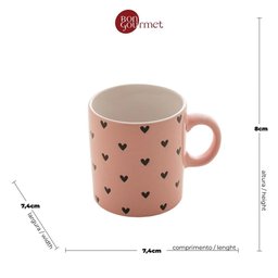 Conjunto 6 Canecas Cerâmica Coração Sortidas 200 ML - Bon Gourmet - 3