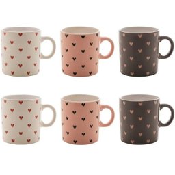 Conjunto 6 Canecas Cerâmica Coração Sortidas 200 ML - Bon Gourmet - 1