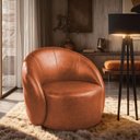 Ver imagem 1 de Poltrona Decorativa Orgânica Giratória Lua Sintético Pu Nozes D03 - D’Rossi