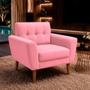 Ver imagem 1 de Poltrona Sala de Estar Bia Pés Palito Suede Rosa M3 - Monari Design