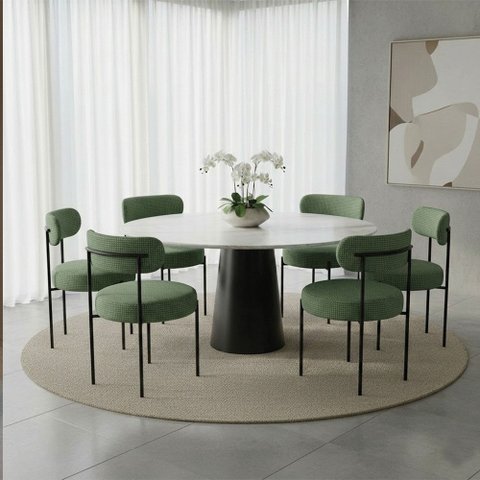 Cadeira Sala de Jantar Margara Kit 6 em Aço Preto Napoli Impermeável D03 - D'Rossi