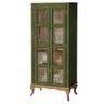 Cristaleira Antiga Madeira Maciça Com Portas Em Vidro Verde Shop JM - 2