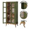 Cristaleira Antiga Madeira Maciça Com Portas Em Vidro Verde Shop JM - 3