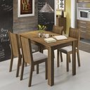 Ver imagem 1 de Conjunto Sala de Jantar Rosie Madesa Mesa Tampo de Madeira com 4 Cadeiras Rustic/Pérola Cor:Rustic/P