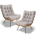 Ver imagem 1 de Kit 2 Poltronas Decorativas Sala de Estar Costela L02 Linho Bege - Lyam Decor