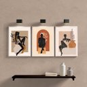 Ver imagem 2 de Kit 3 Quadros Bohos Mulheres com Vasos De plantas 33x24cm - com Vidro:madeira Branca