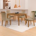 Ver imagem 1 de Mesa de Jantar Liz 120cm Mdf Canto Copo e com 4 Cadeiras Athenas
