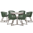 Ver imagem 1 de Mesa com 6 Cadeiras de Jantar Roma 120cm e Noronha em Alumínio Marrom Corda Náutica Estofado 11 Tram