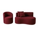 Ver imagem 2 de Conjunto 01 Poltrona + Sofá Curvo Orgânico Nature Gaia Suede Bordô - Montanaris Decor