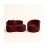 Conjunto 01 Poltrona + Sofá Curvo Orgânico Nature Gaia Suede Bordô - Montanaris Decor - 1