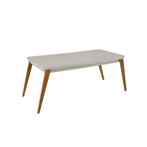 Mesa de Sala Jantar Havana Madeira Maciça C/ Tampo Madeirado C/ Canto Curvo 180x90cm Naturale/off