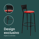 Ver imagem 4 de Kit 6 Banquetas para Bancada Banco Alto Junco Preto Balcão Cozinha Gourmet Bar Área de Lazer Piscina