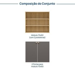 Armário Baixo Módulo 70x60 2 Portas Frame Cabecasa MadeiraMadeira - 3