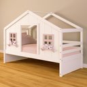 Ver imagem 1 de Cama Casinha Dos Sonhos Madeira Maciça Branco/ Rosa Housin