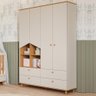 Guarda Roupa Infantil Casinha 4 Portas e 4 Gavetas Off White/nature - Permóbili Baby - 2